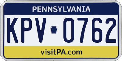PA license plate KPV0762