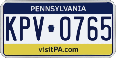 PA license plate KPV0765