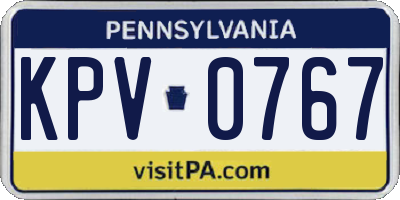 PA license plate KPV0767