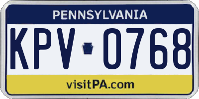 PA license plate KPV0768