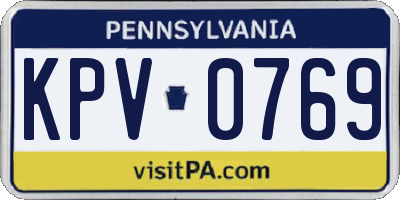 PA license plate KPV0769