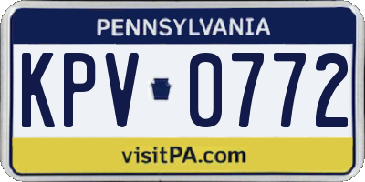 PA license plate KPV0772