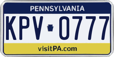 PA license plate KPV0777
