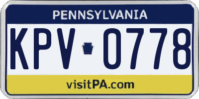 PA license plate KPV0778