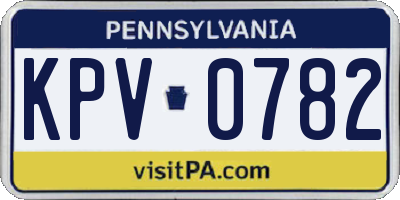 PA license plate KPV0782