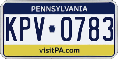 PA license plate KPV0783