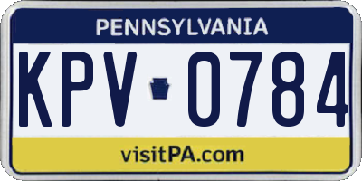 PA license plate KPV0784