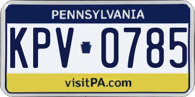 PA license plate KPV0785