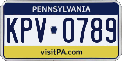 PA license plate KPV0789
