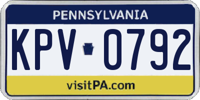 PA license plate KPV0792