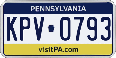 PA license plate KPV0793