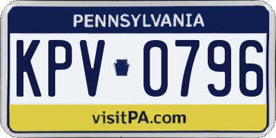 PA license plate KPV0796