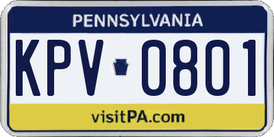 PA license plate KPV0801