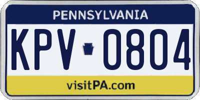 PA license plate KPV0804