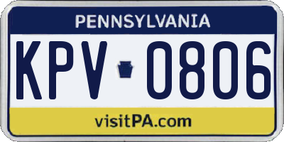 PA license plate KPV0806