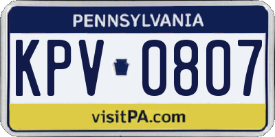 PA license plate KPV0807