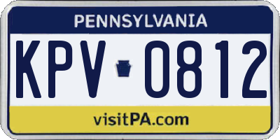 PA license plate KPV0812