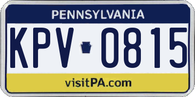 PA license plate KPV0815