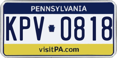PA license plate KPV0818
