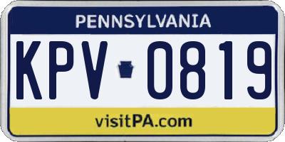 PA license plate KPV0819