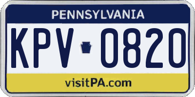 PA license plate KPV0820