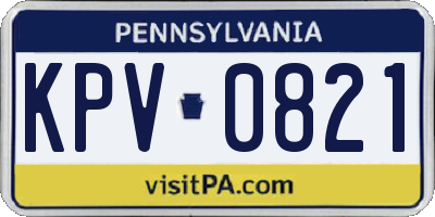 PA license plate KPV0821