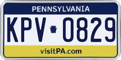 PA license plate KPV0829