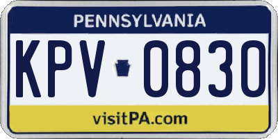 PA license plate KPV0830