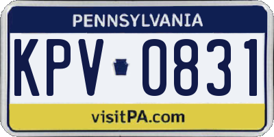 PA license plate KPV0831