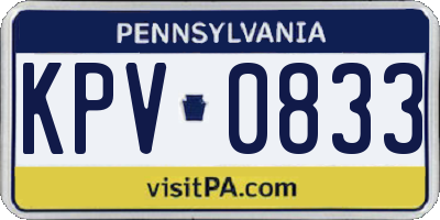 PA license plate KPV0833
