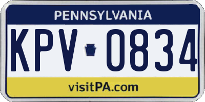 PA license plate KPV0834