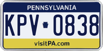 PA license plate KPV0838