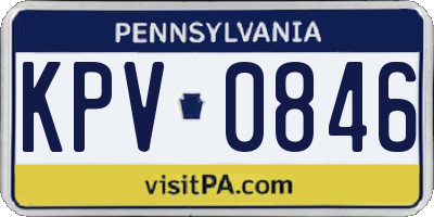 PA license plate KPV0846