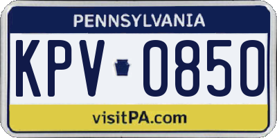 PA license plate KPV0850