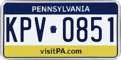 PA license plate KPV0851