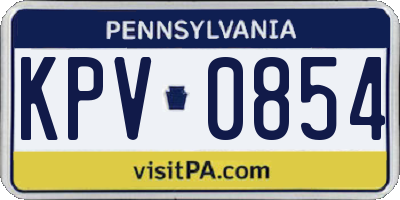 PA license plate KPV0854