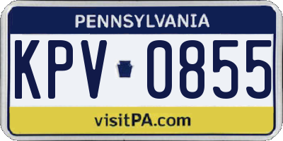 PA license plate KPV0855