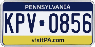 PA license plate KPV0856
