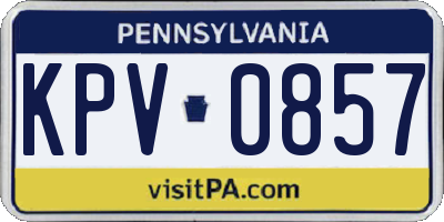 PA license plate KPV0857