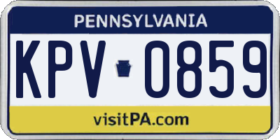 PA license plate KPV0859