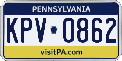 PA license plate KPV0862