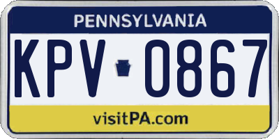 PA license plate KPV0867