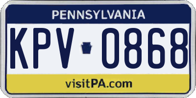 PA license plate KPV0868