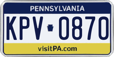 PA license plate KPV0870