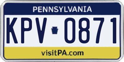 PA license plate KPV0871
