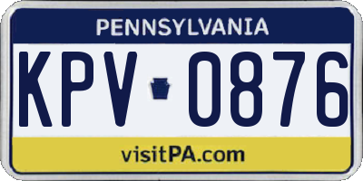 PA license plate KPV0876