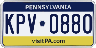 PA license plate KPV0880