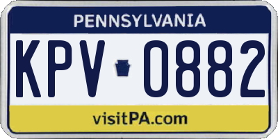 PA license plate KPV0882