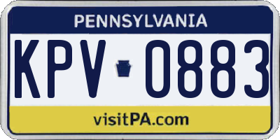 PA license plate KPV0883