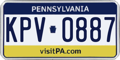 PA license plate KPV0887